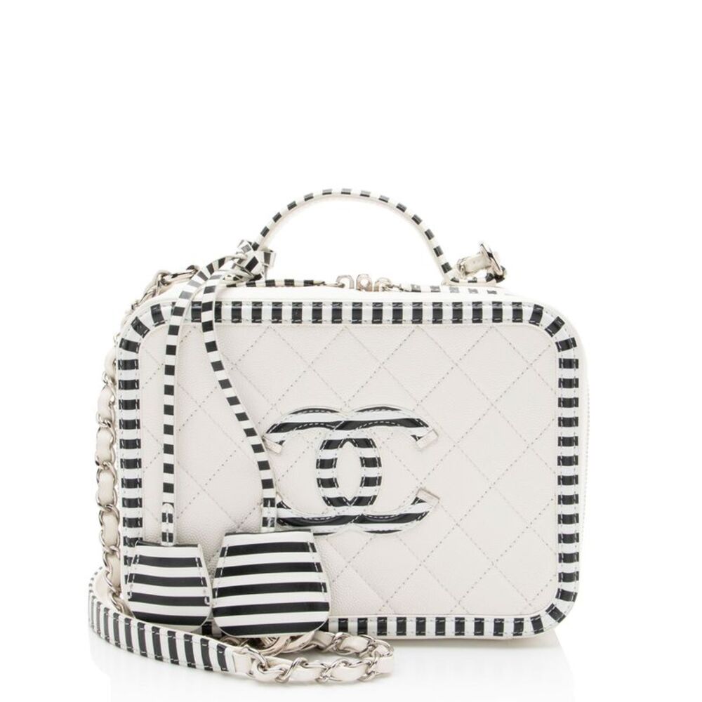 Chanel Caviar Leather CC Filigree Medium Vanity Case